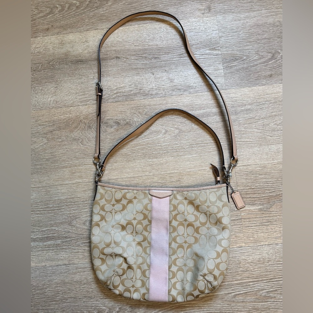 Coach Beige and Pink Shoulder Bag